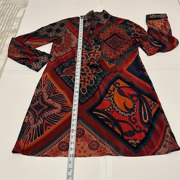 Hale Bob women’s Silk multi color long sleeve dress size L - Picture 11 of 13